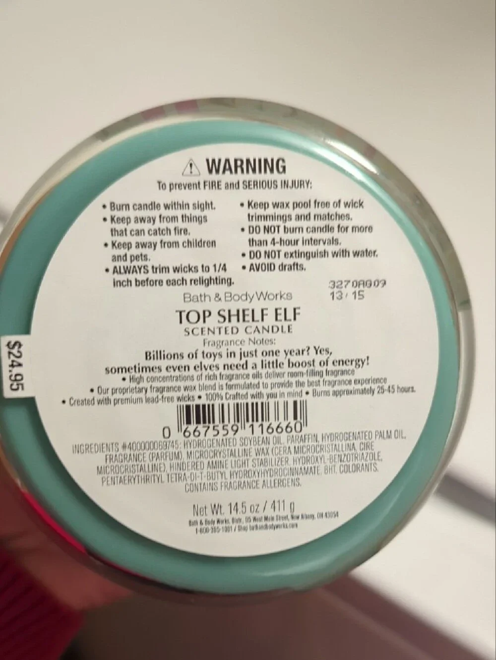 Bath & Body Works Top Shelf Elf Candle — Light Blue with Silver Lid